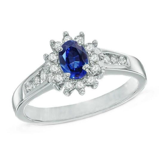 2.40 Ct Ceylon Sapphire And Diamonds Ring White Gold 14K