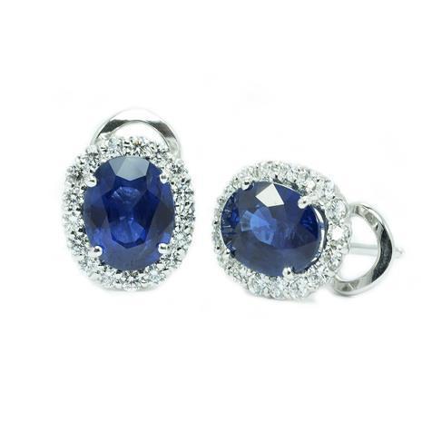 natural round sapphire 2.44ct earring front view