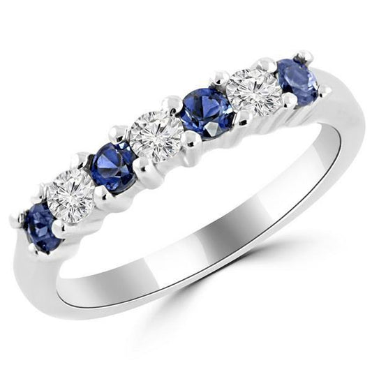 2.45 Ct Round Sri Lanka Sapphire Diamond Wedding Band