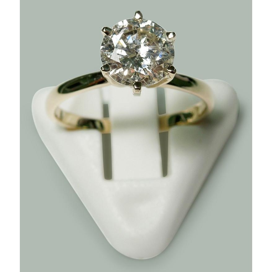2.50 Carats Round Diamond Solitaire Engagement Ring Yellow Gold 14K