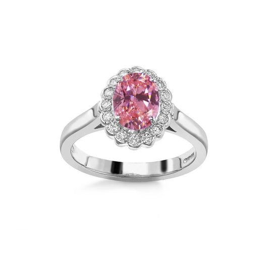 2.50 Ct Pink Sapphire And Round Diamonds Anniversary Ring Gold