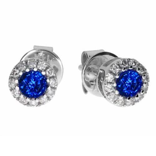 natural round sapphire 2.60ct earring front view