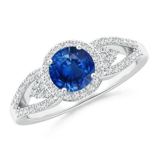 2.64 Ct Round Cut Sapphire And Diamonds Ring White Gold