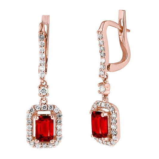 natural emerald ruby 2.70ct earring front view
