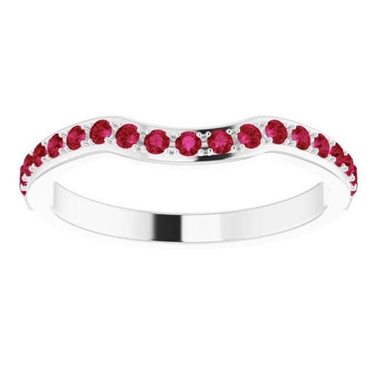 2.85 Carats Ring Freeform Shank Ruby Stones White Gold 14K