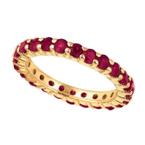 2.88 Carat Round Ruby Eternity Band YG 14K New Ring Prong Setting