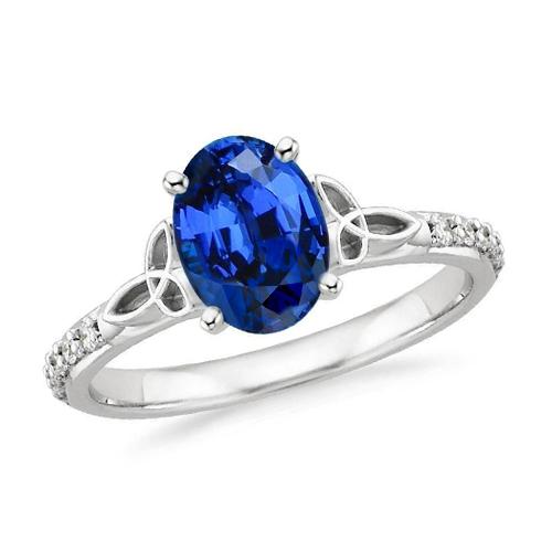 3 Carats Ceylon Sapphire And Diamonds Ring White Gold 14K
