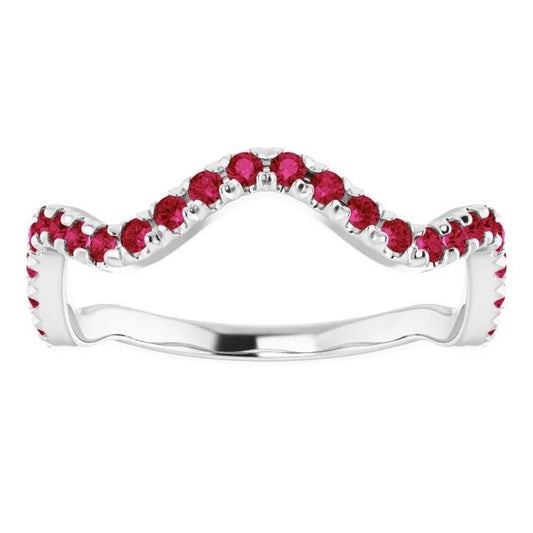 3 Carats Ring Freeform Shank Ruby Stones White Gold 14K