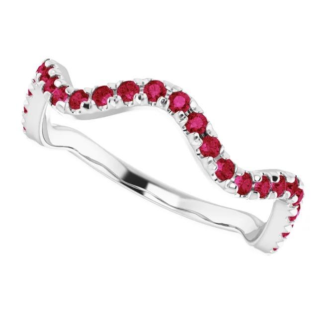 3 Carats Ring Freeform Shank Ruby Stones White Gold 14K