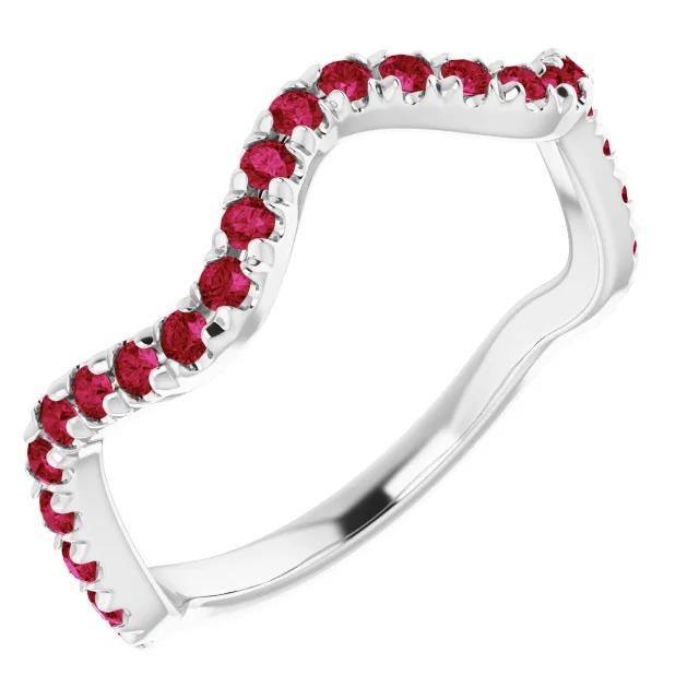 3 Carats Ring Freeform Shank Ruby Stones White Gold 14K