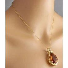 32 Ct Madeira Natural Citrine Women Necklace Pendant Yellow Gold