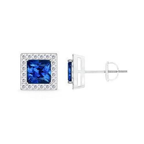 natural round sapphire 3.30ct earring front view
