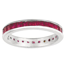 3.36 Carats Princess Ruby Eternity Ring Band White Gold 14K