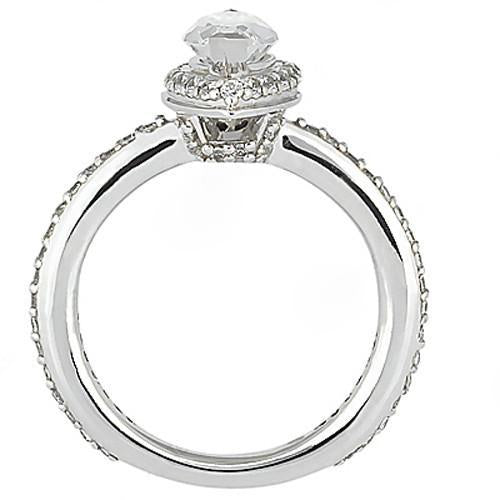 3.50 Carats Marquise Cut Diamond Ring With Accents White Gold 14K