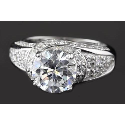 natural round diamond 3.50ct ring front view
