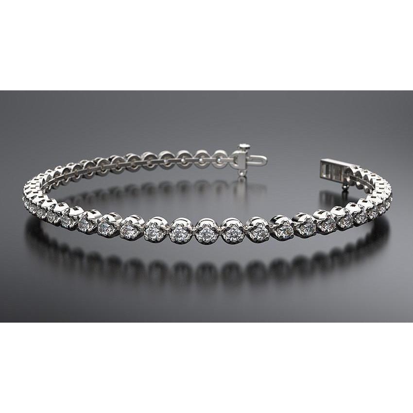 3.50 Carats Round Cut Diamonds Tennis Bracelet White Gold 14K New