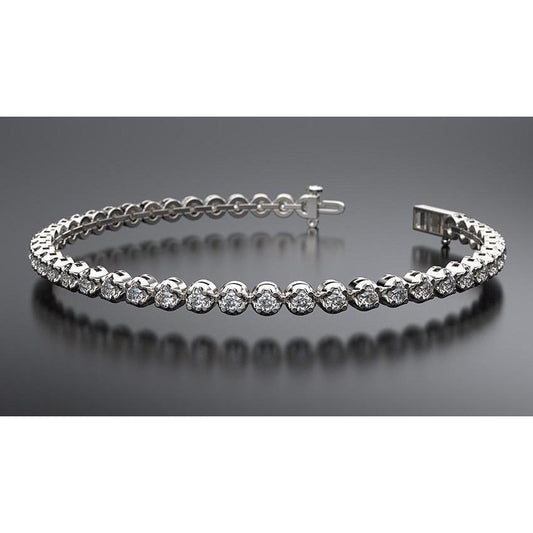 3.50 Carats Round Cut Diamonds Tennis Bracelet White Gold 14K New