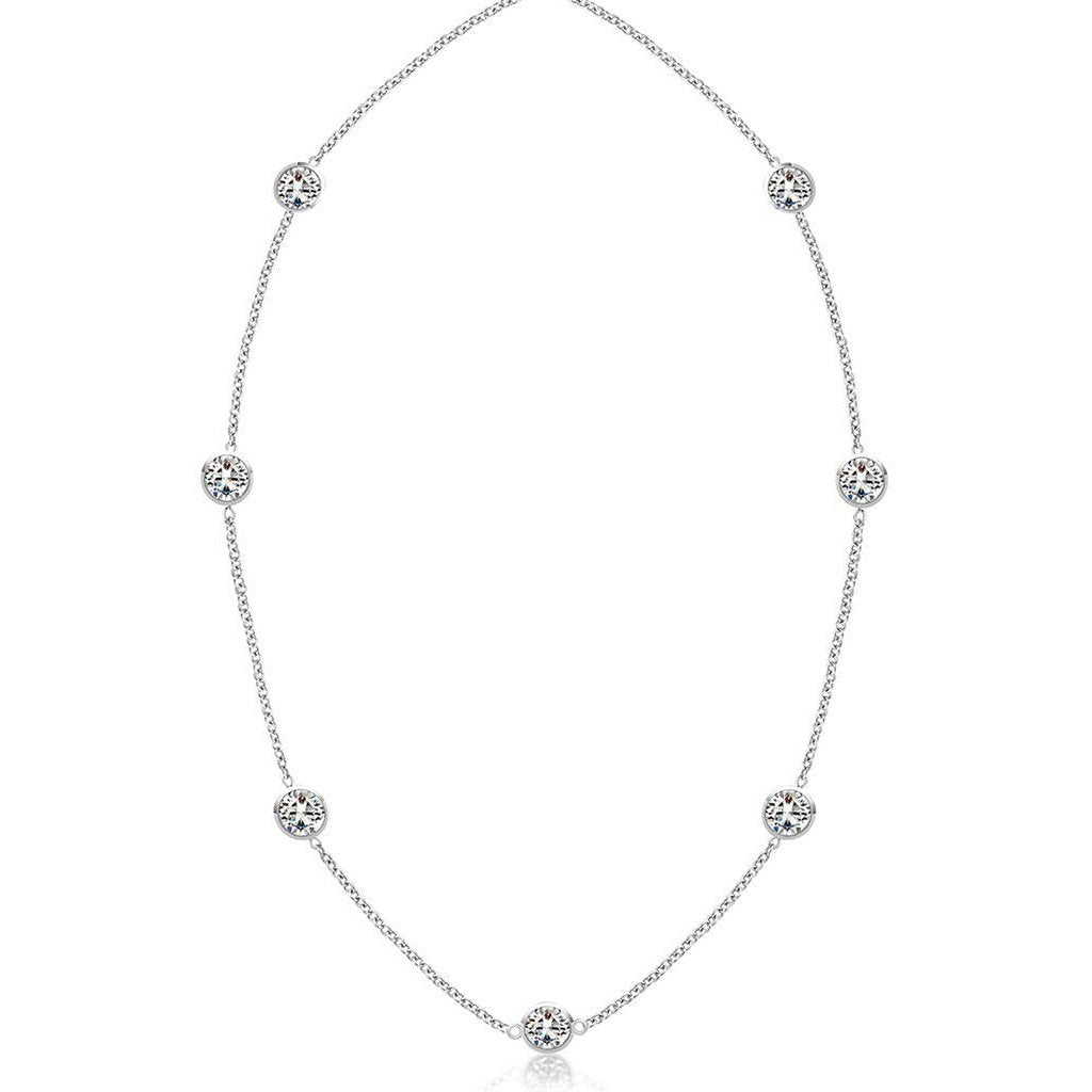 3.50 Ct Diamonds Yard Necklace 18 Inches Bezel Setting White Gold 14K