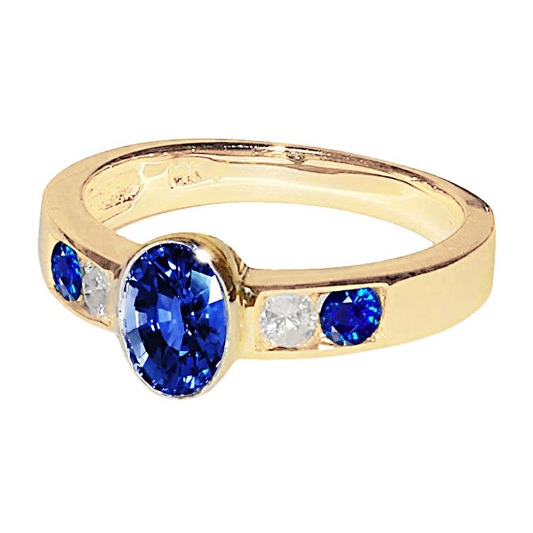 3.61 Ct. Ring Yellow Gold Big Oval Center Gemstone Ring