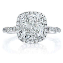 3.80 Carats Diamond Engagement Ring Halo Gold White 14K
