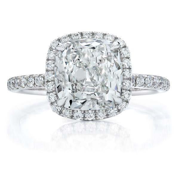 3.80 Carats Diamond Engagement Ring Halo Gold White 14K
