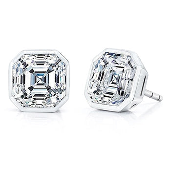 4 Carats Solitaire Asscher Cut Natural Earth Mined Diamond Studs Earring