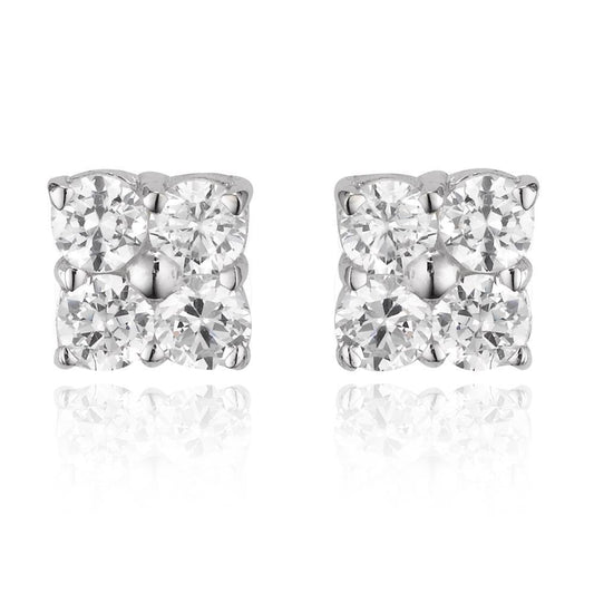 4 Ct Round Cut Diamond Lady Stud Earring 14K White Gold