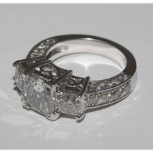 4.26 Ct. Vintage Style Three Stone White Gold Engagement Ring