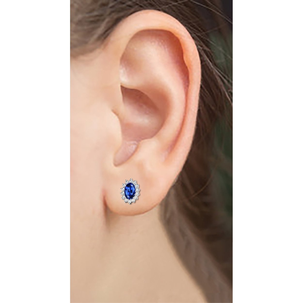 4.30 Ct Sri Lanka Blue Sapphire Diamonds Ladies Studs Earrings