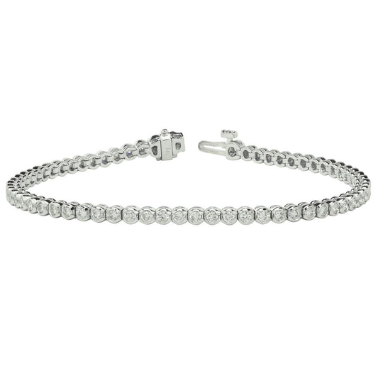 4.50 Carats Round Diamond Tennis Bracelet Half Bezel Set WG 14K