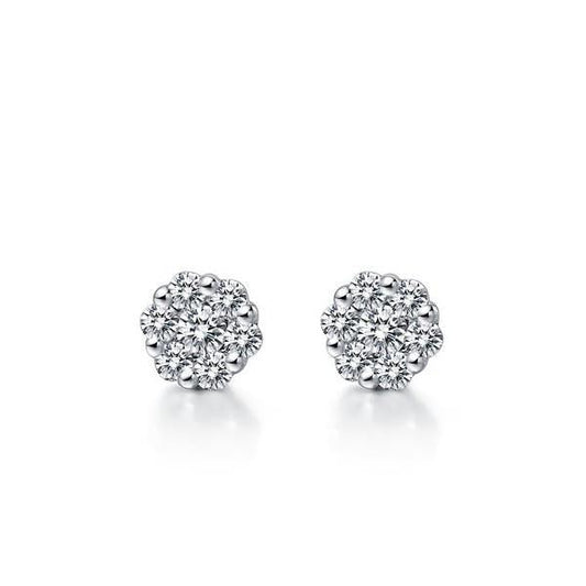4.50 Ct Gorgeous Studs Earrings Halo Brilliant Cut Diamonds Gold White