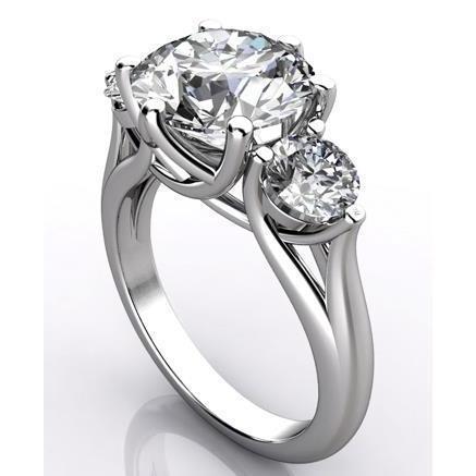 4.51 Carats Round 3 Stone Diamond Engagement Ring Trellis Style