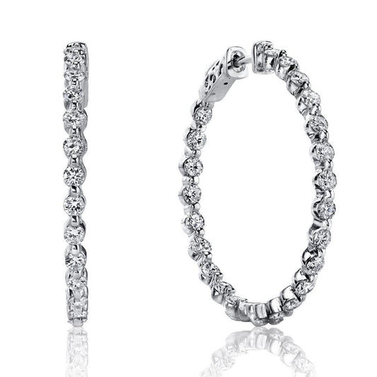 4.60 Ct Round Brilliant Cut Diamonds Ladies Hoop Earrings White Gold