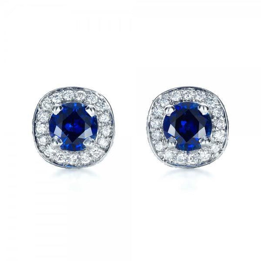 natural round sapphire 4.70ct earring front view