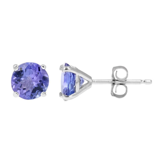 5 Carats Tanzanite Women Studs Earrings 14K White Gold