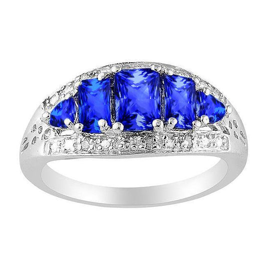 5.51 Carat Sri Lankan Sapphire Diamonds Beautiful Ring White Gold 14K