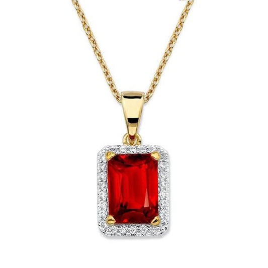 5.65 Carats Radiant Ruby With Diamond Necklace Gold 14K
