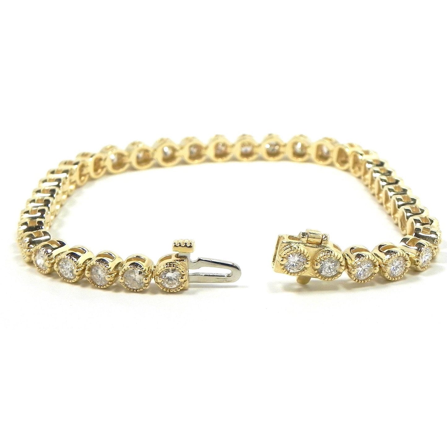 5.70 Carats Tennis Bracelet 38 Stones Yellow Gold 14K