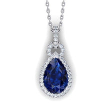 6.65 Ct. Pendant Necklace 14K Pear Tanzanite With Round Diamonds