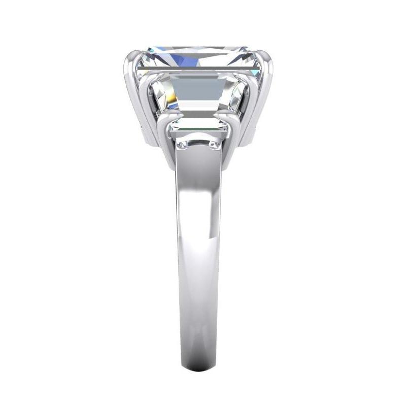 7 Carats Radiant Diamond 3 Stone Engagement Ring Gold White