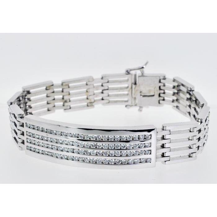 7.75 Carats Round Cut Diamond Men Bracelet White Gold Fine Jewelry