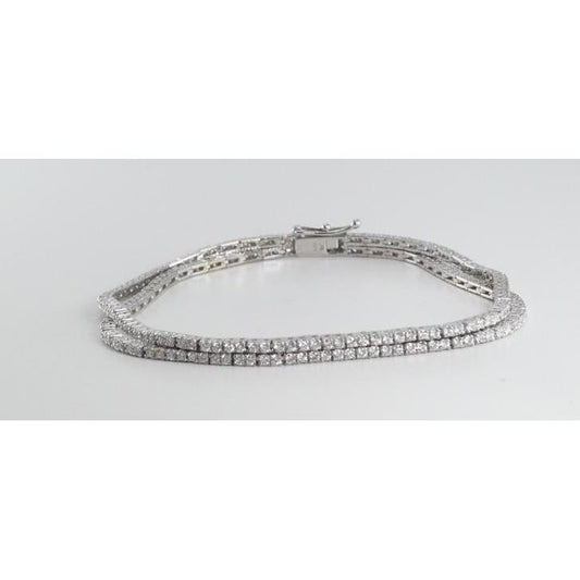 8 Carats Round Cut Double Row Diamonds Lady Bracelet WG 14K