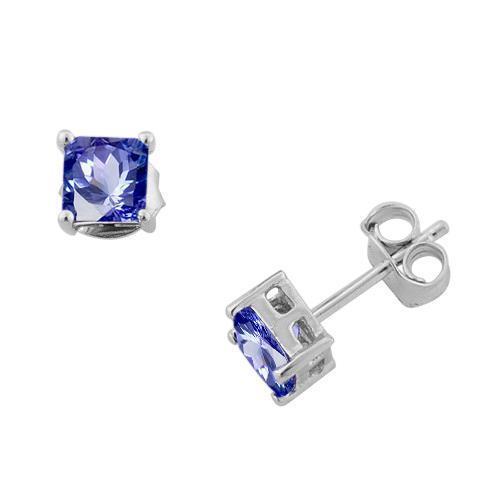 8 Carat Princess Sri Lankan Sapphire Studs Earrings Women Jewelry