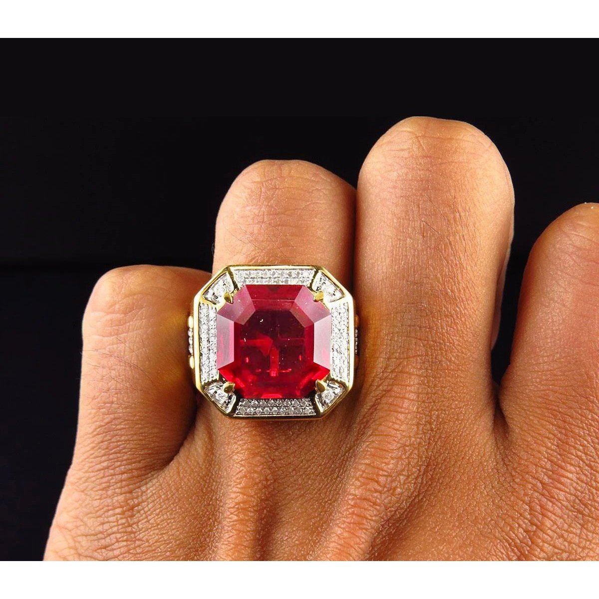 Mens ruby rings gold hotsell