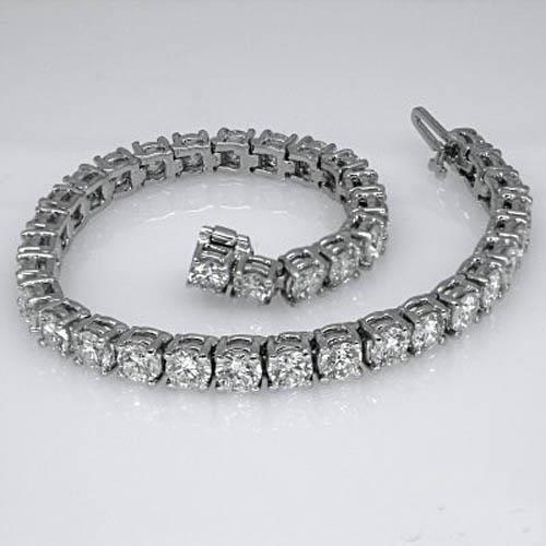 9.25 Carats Round Cut Natural Earth Mined Diamond Lady Tennis Bracelet White Gold 14K