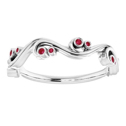 natural round ruby 0.30ct band side angle