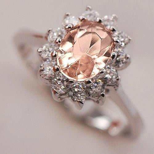 Anniversary Ring 11 Ct Morganite And Diamonds White Gold 14K