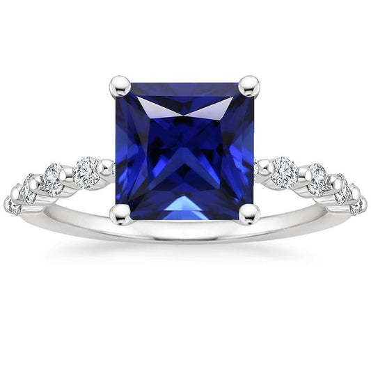 Anniversary Ring Sri Lankan Sapphire and Diamond 5.5 Carat Princess
