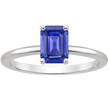 Anniversary Solitaire Ring Emerald Ceylon Sapphire 3 Carats