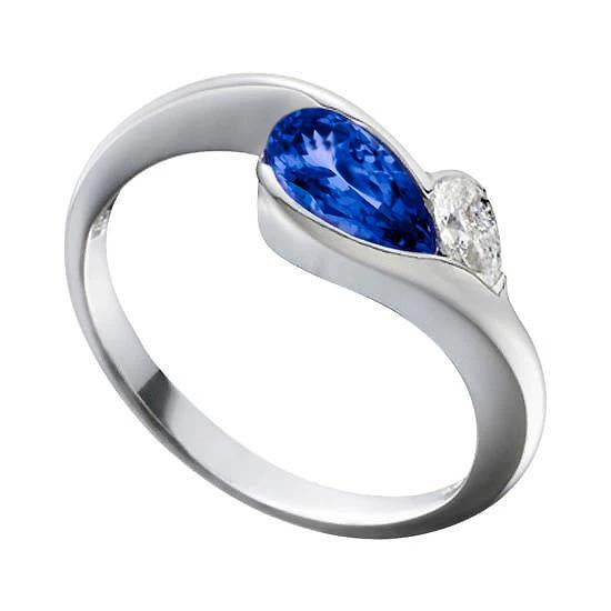 Antique Style 2.01 Carat Gold Ring Tanzanite Pear Diamond